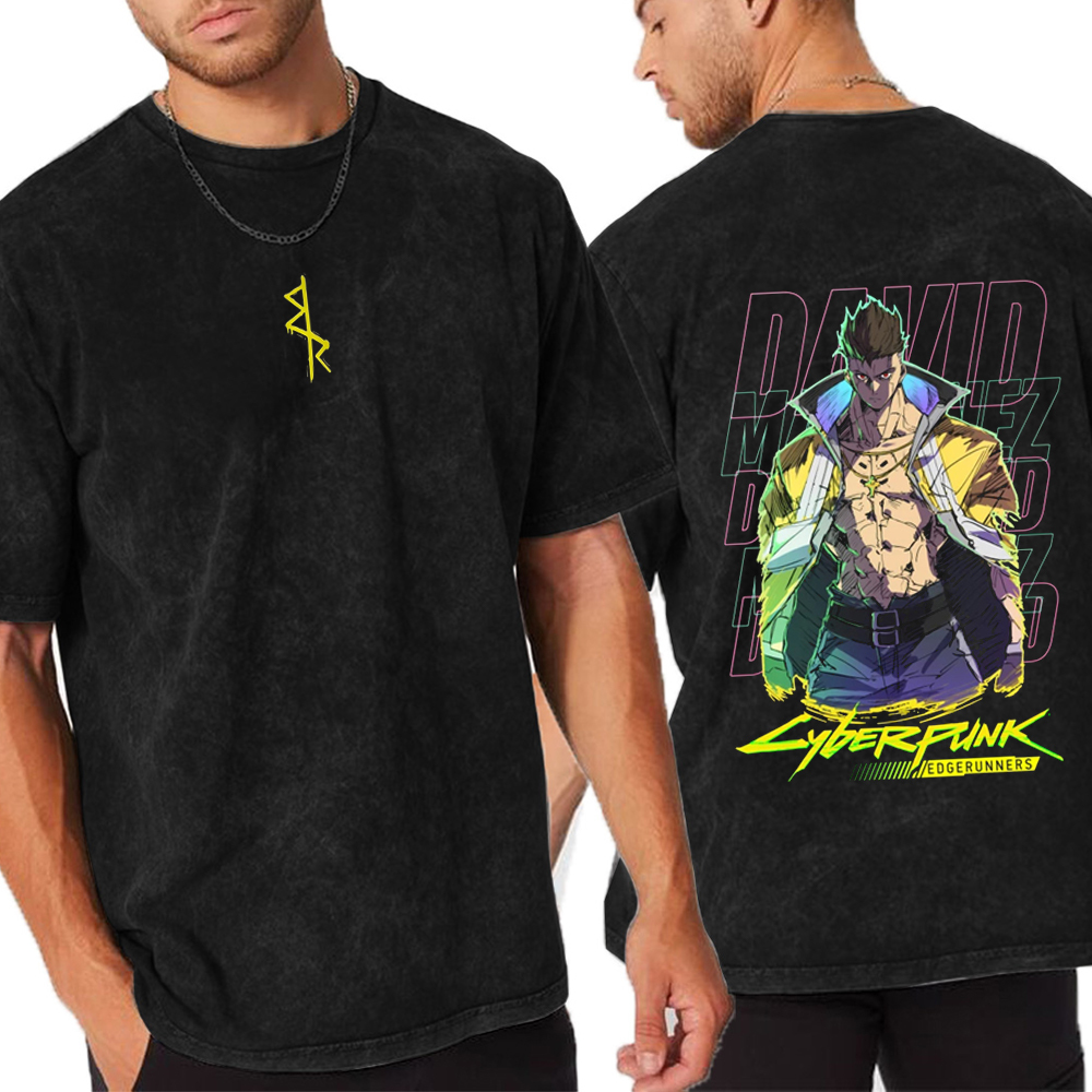 David Martinez - Cyberpunk Edgerunners Anime Unisex Acid Washed T-Shirt