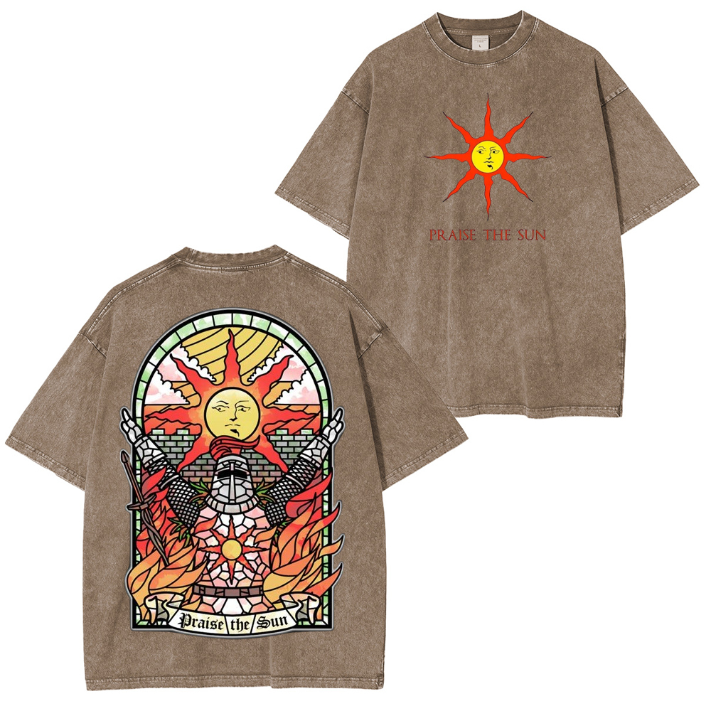 PRAISE THE SUN DARK SOULS Washed T-Shirt