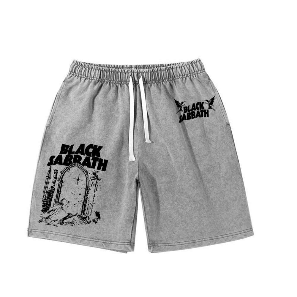 Black Sabbath “Into The Void” Washed Shorts Loose Sports Shorts