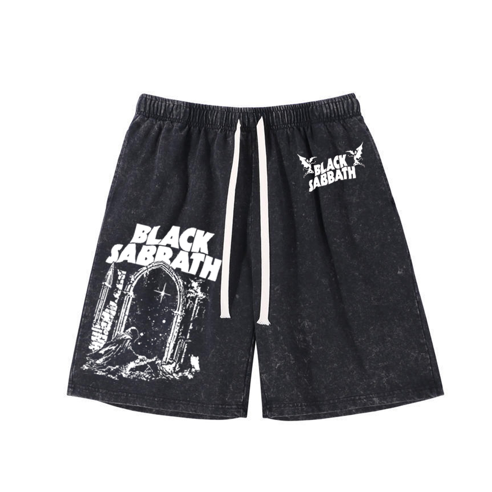 Black Sabbath “Into The Void” Washed Shorts Loose Sports Shorts