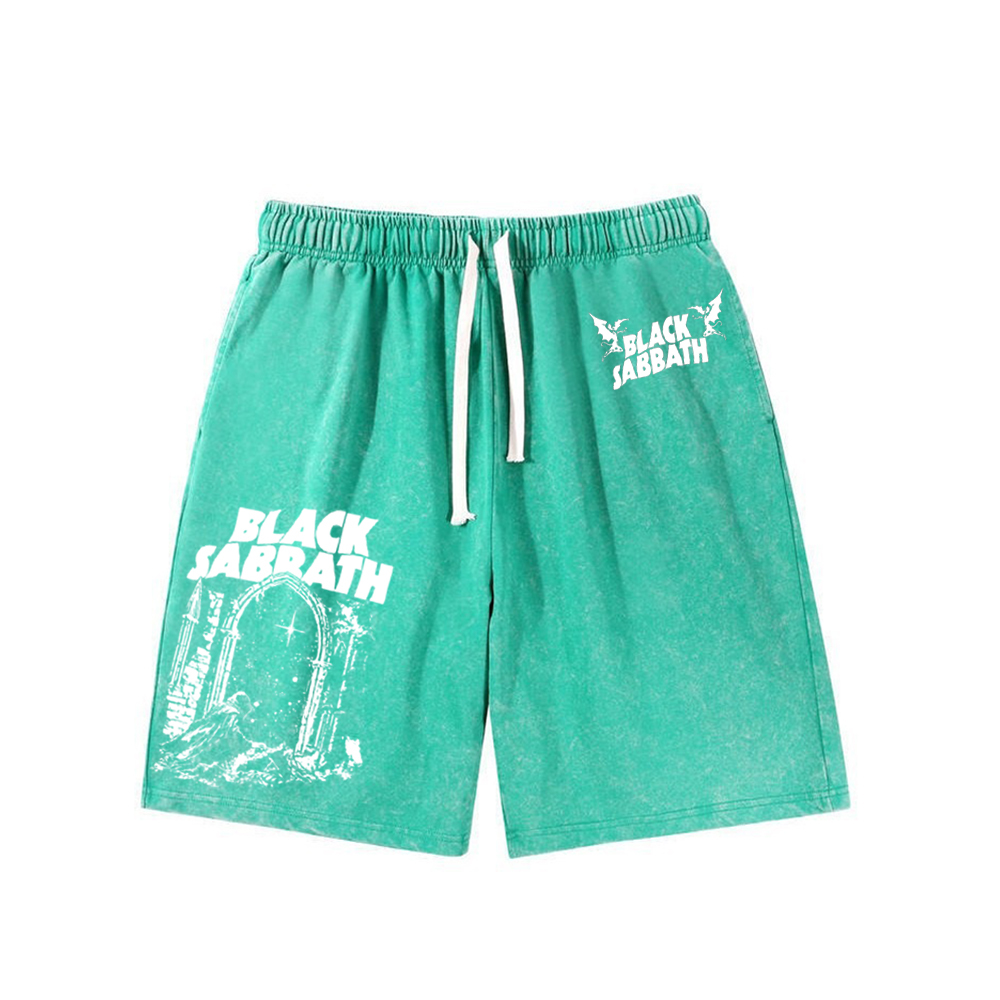 Black Sabbath ��Into The Void�� Washed Shorts Loose Sports Shorts