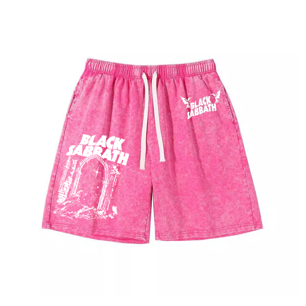 Black Sabbath ��Into The Void�� Washed Shorts Loose Sports Shorts