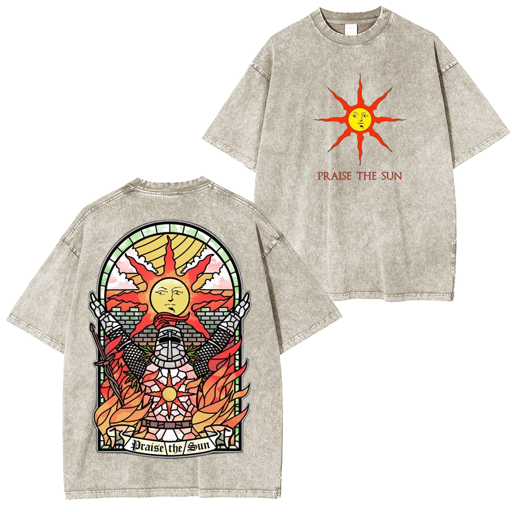PRAISE THE SUN DARK SOULS Washed T-Shirt