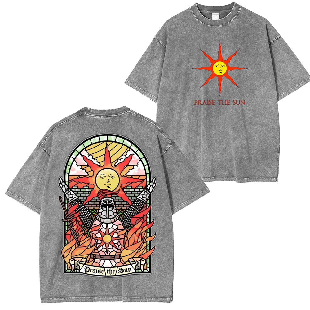 PRAISE THE SUN DARK SOULS Washed T-Shirt