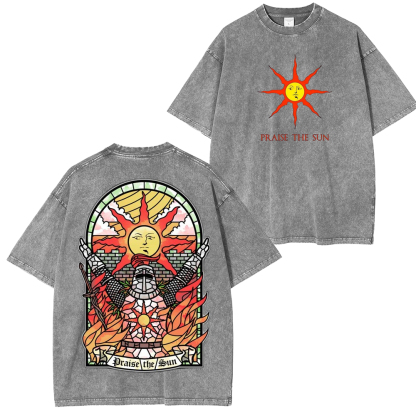PRAISE THE SUN DARK SOULS Washed T-Shirt