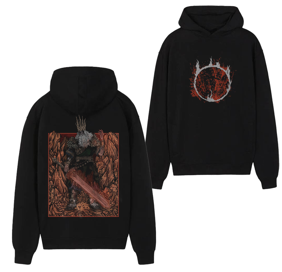 Dark Souls Gwyn Lord of Cinder Grim Hooded  T-Shirt/ Crewneck Sweatshirt/Hoodie