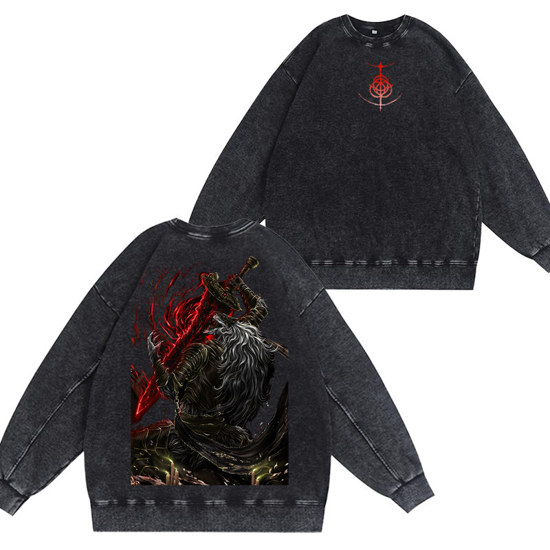 Maliketh Elden Ring Vintage Unisex Washed Crewneck Sweatshirt