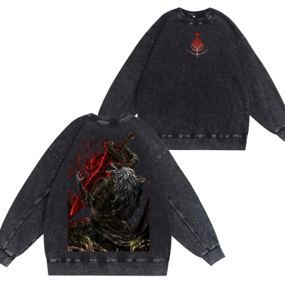 Maliketh Elden Ring Vintage Unisex Washed Crewneck Sweatshirt