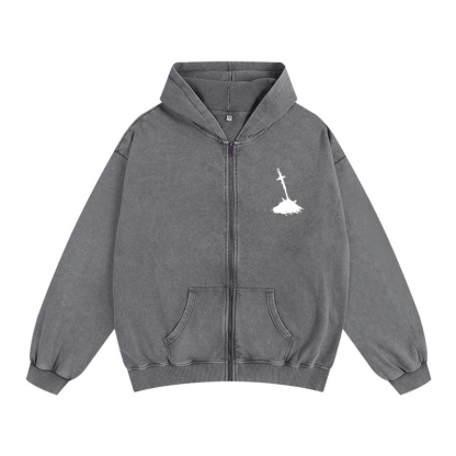 Dark Soul v2 Unisex Washed Zip Up Hoodie