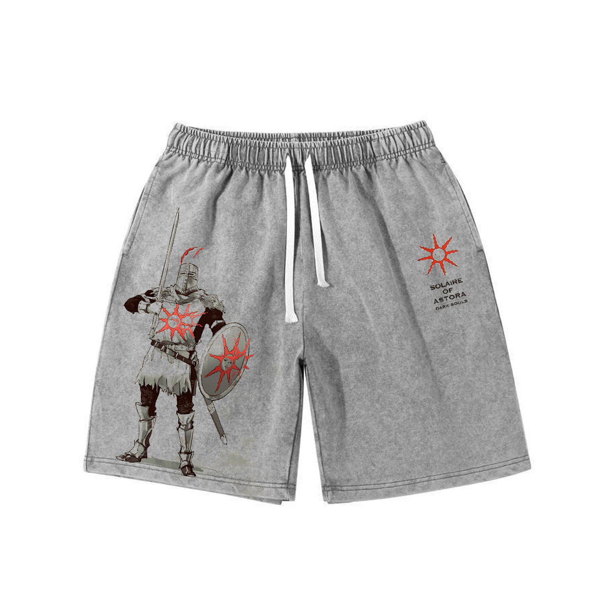 DARK SOULS PRAISE THE SUN Retro Washed Shorts Loose Sports Shorts