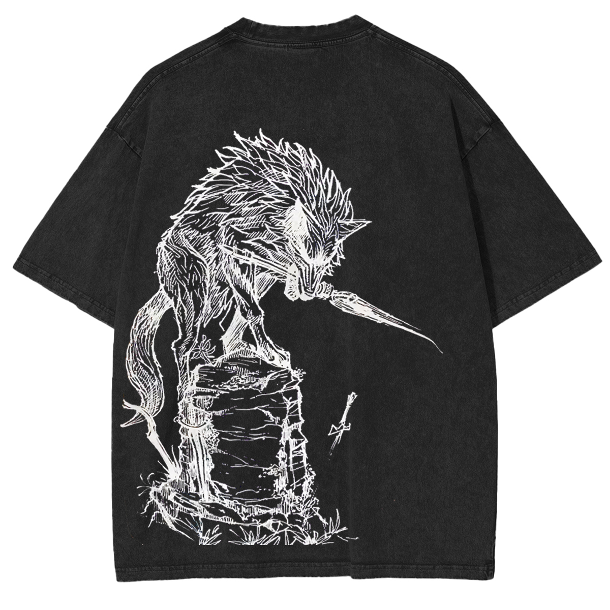 Dark Souls Great Grey Wolf Sif Vintage Washed Unisex T-Shirt