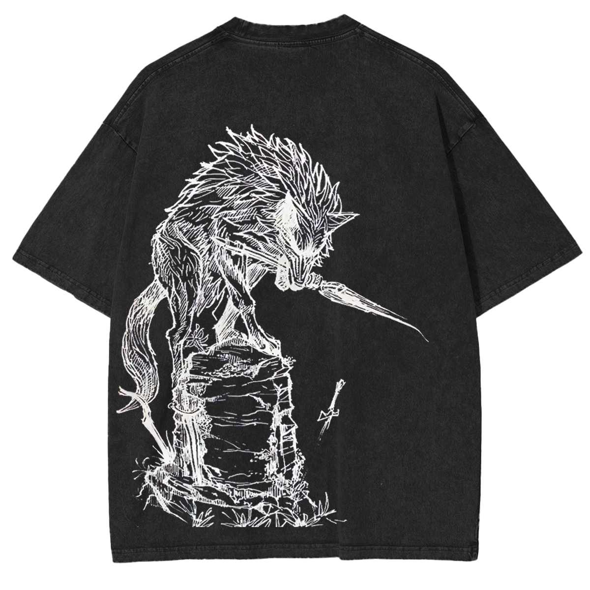 Dark Souls Great Grey Wolf Sif Vintage Washed Unisex T-Shirt