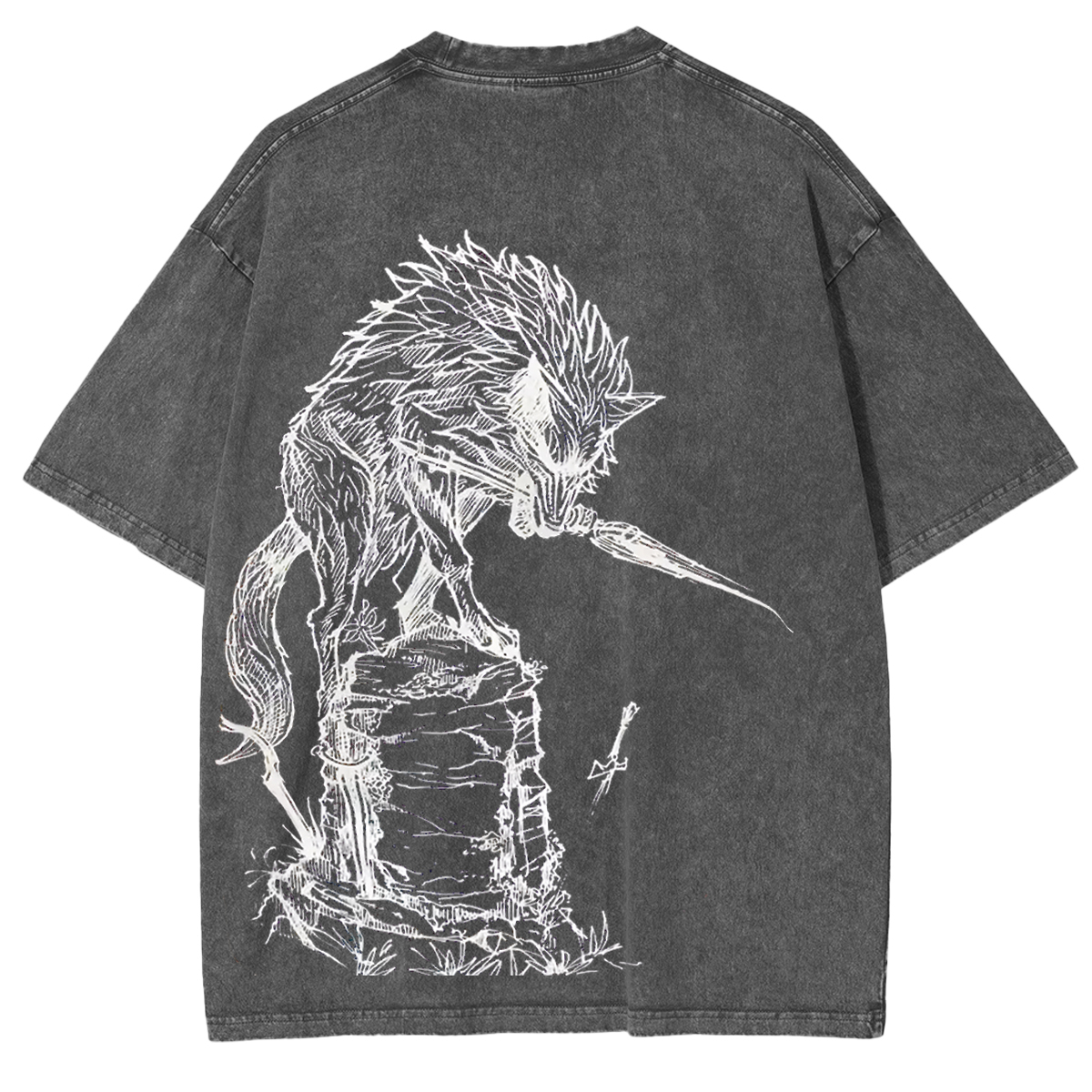 Dark Souls Great Grey Wolf Sif Vintage Washed Unisex T-Shirt