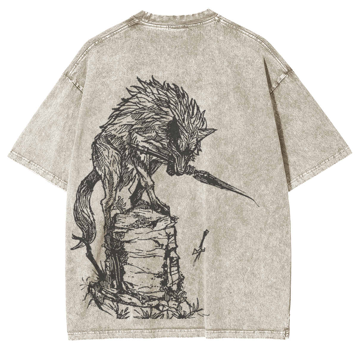 Dark Souls Great Grey Wolf Sif Vintage Washed Unisex T-Shirt
