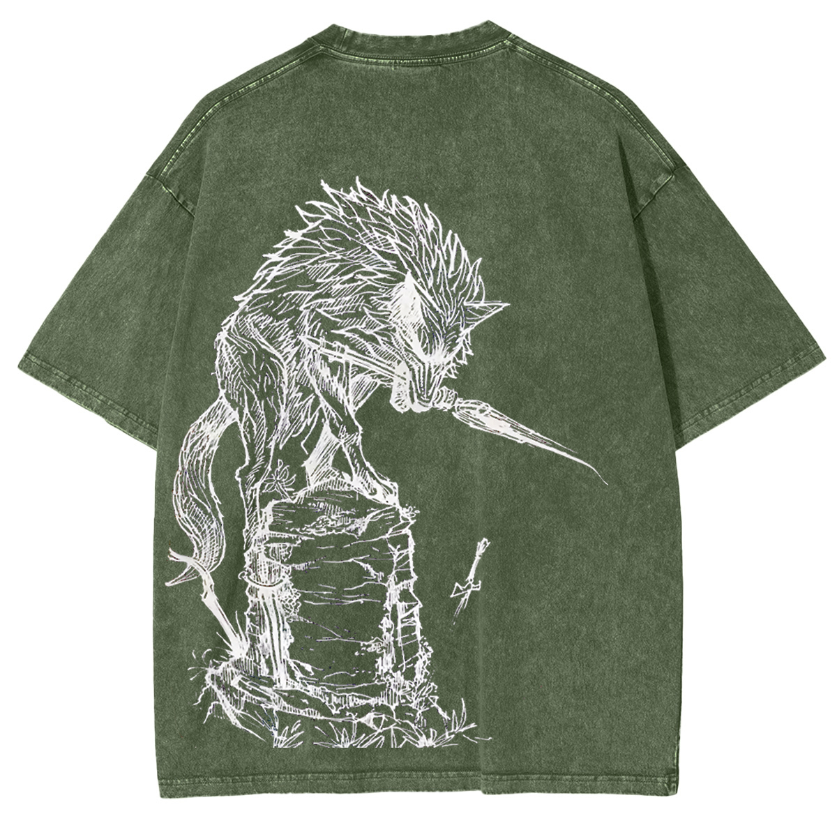 Dark Souls Great Grey Wolf Sif Vintage Washed Unisex T-Shirt