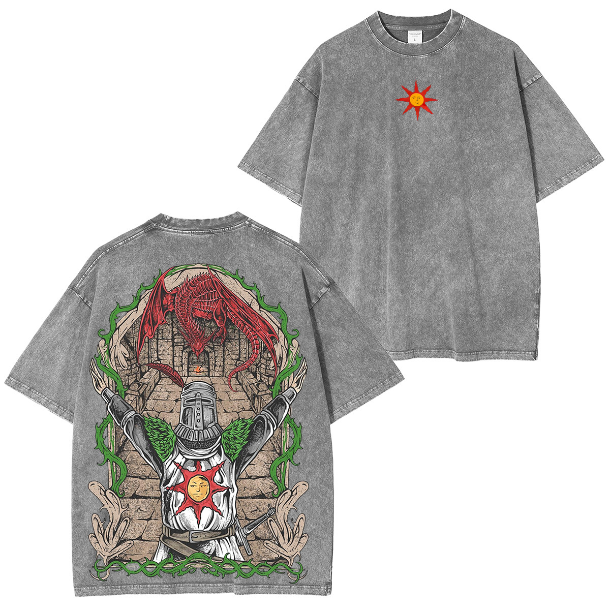 Drippy Souls Solaire of Astora Vintage Unisex Washed  T-shirt