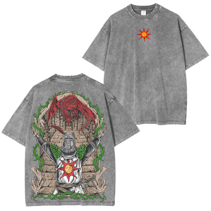 Drippy Souls Solaire of Astora Vintage Unisex Washed  T-shirt