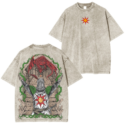 Drippy Souls Solaire of Astora Vintage Unisex Washed  T-shirt
