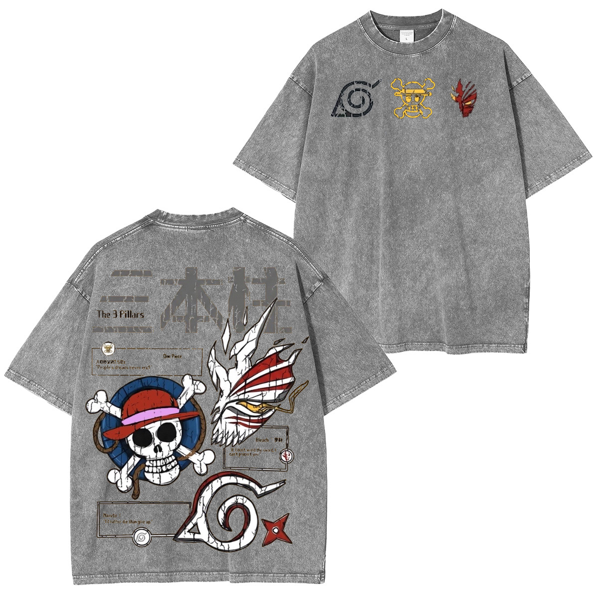 One Piece x Bleach x Naruto Oversized T-shirt/Crewneck/Hoodie