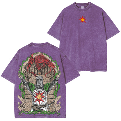 Drippy Souls Solaire of Astora Vintage Unisex Washed  T-shirt