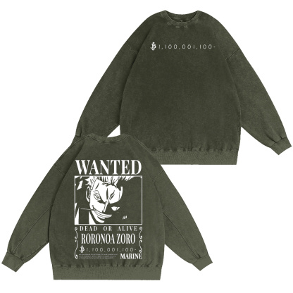 Roronoa Zoro One Piece Vintage Washed T-shirt/Crewneck/Hoodie