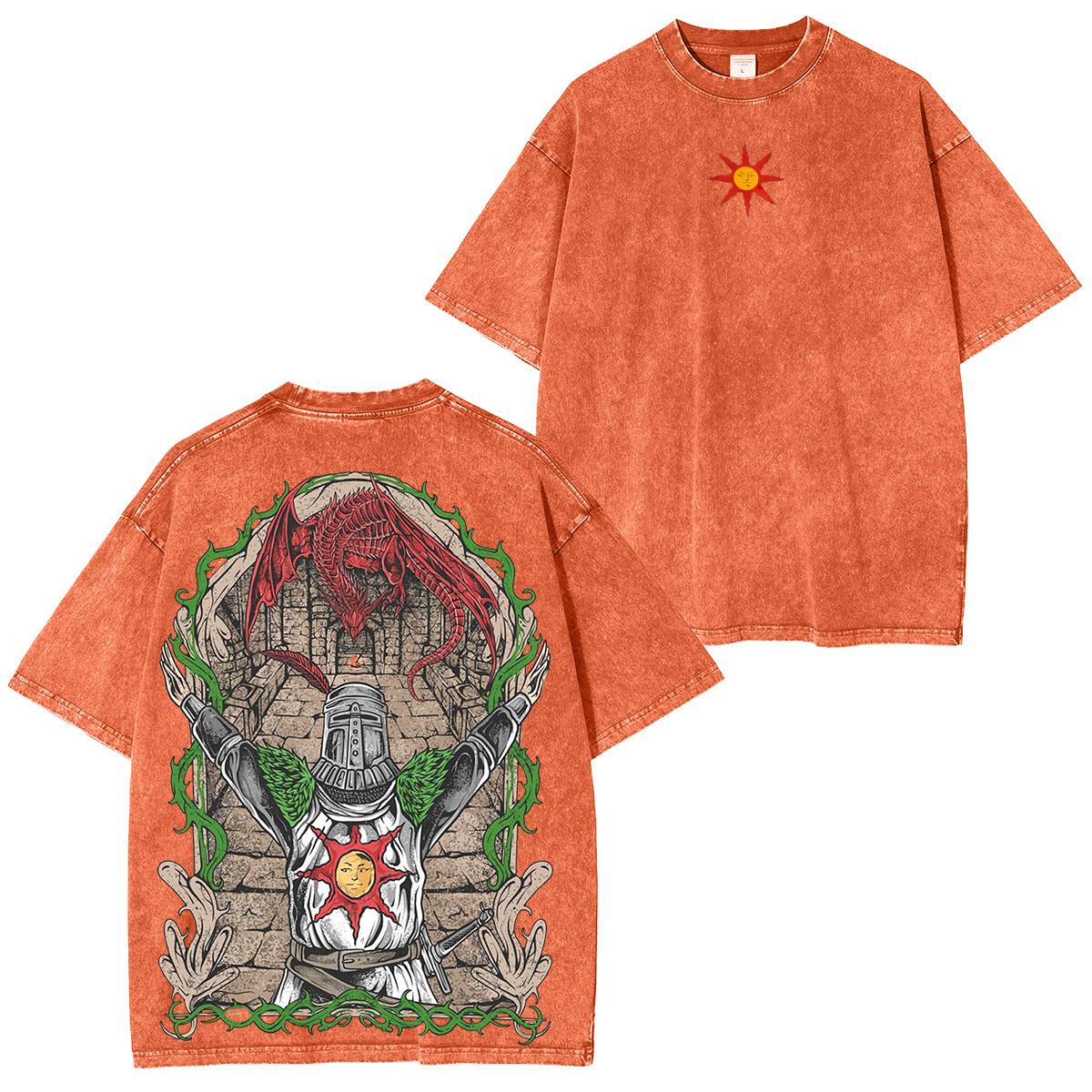 Drippy Souls Solaire of Astora Vintage Unisex Washed  T-shirt