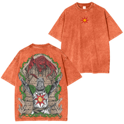 Drippy Souls Solaire of Astora Vintage Unisex Washed  T-shirt