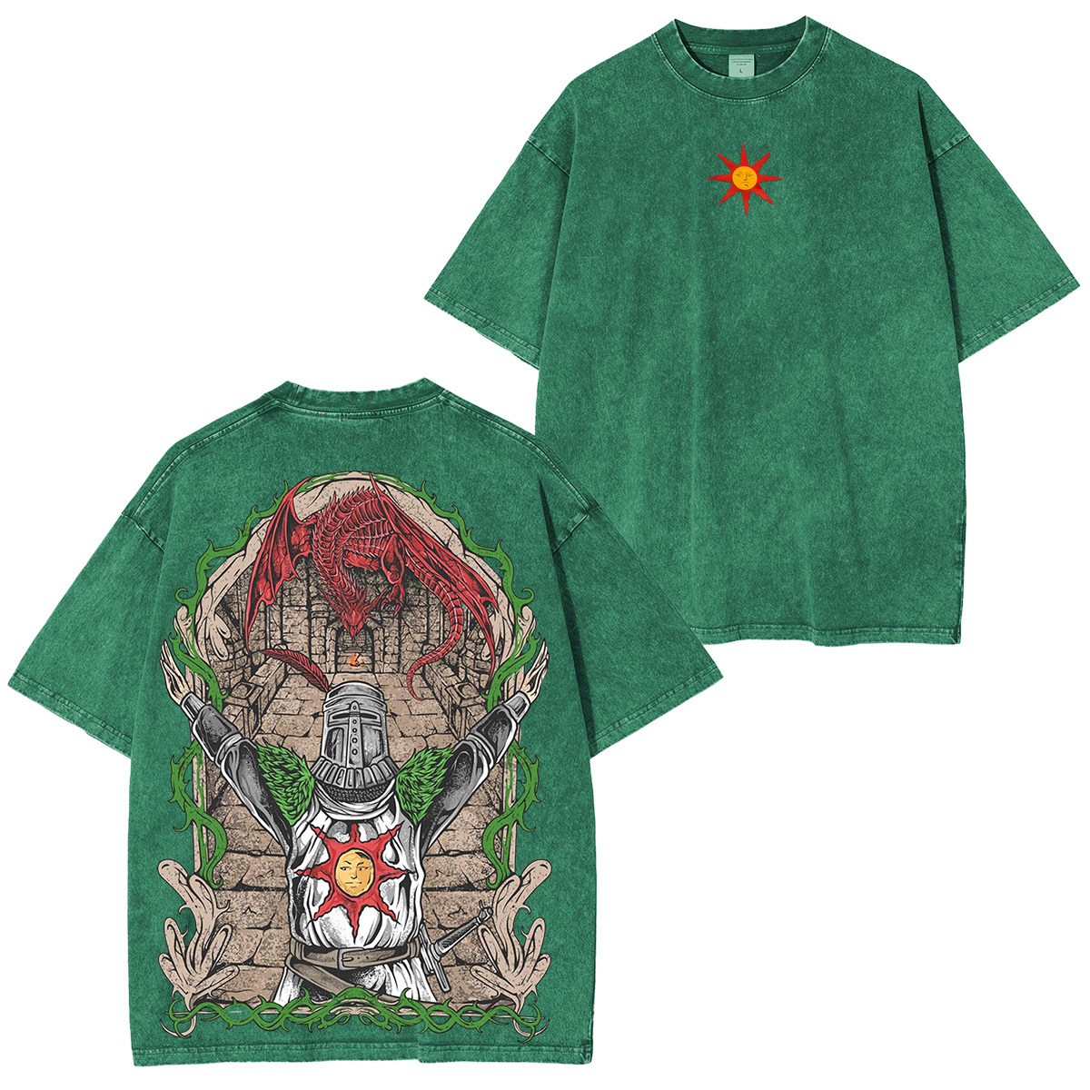 Drippy Souls Solaire of Astora Vintage Unisex Washed  T-shirt