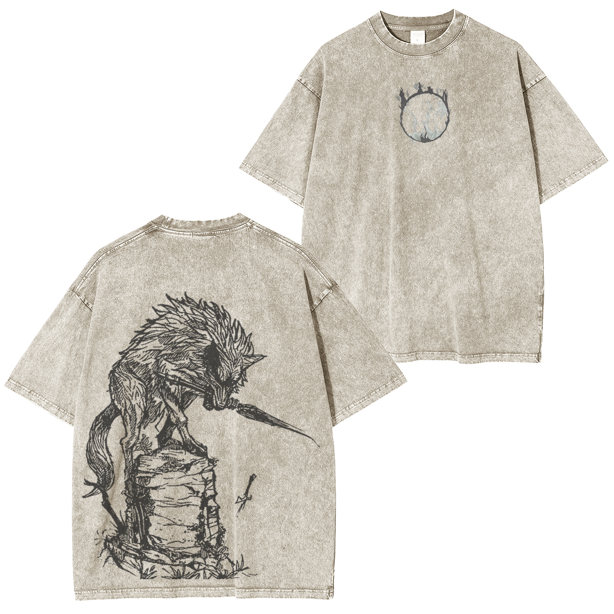 Dark Souls Great Grey Wolf Sif Vintage Washed Unisex T-Shirt