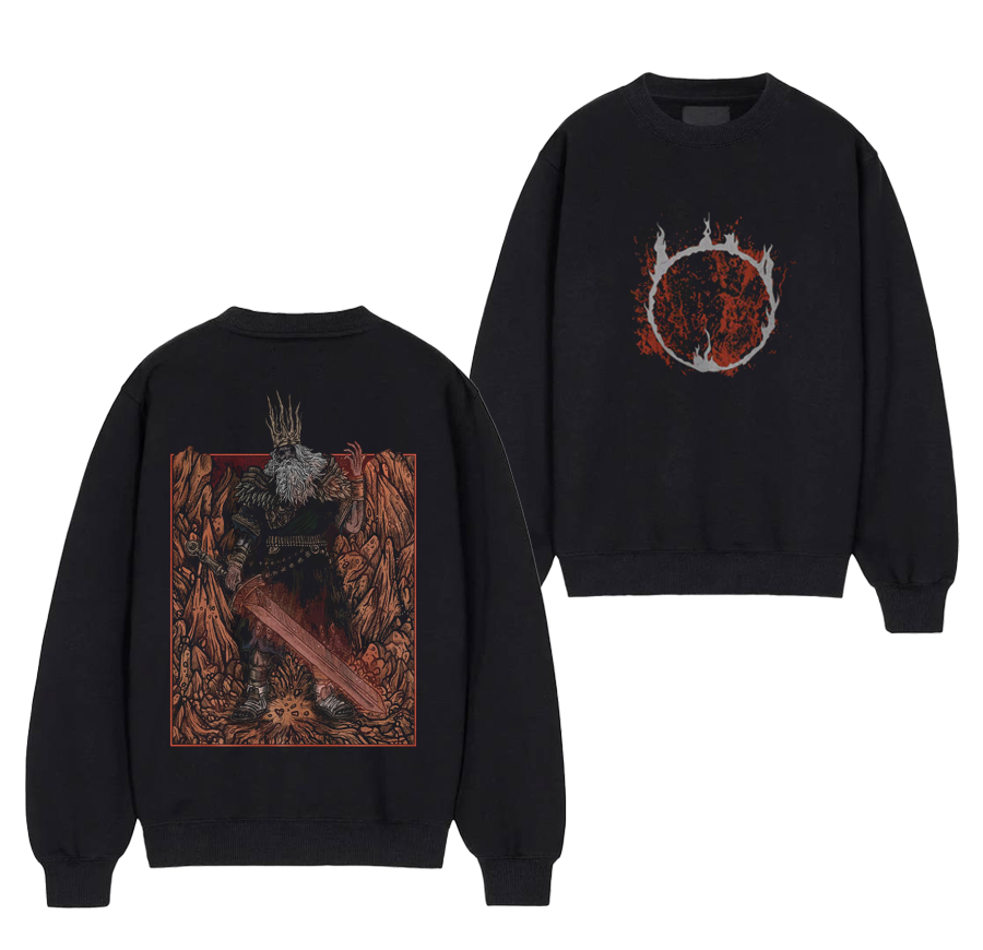 Dark Souls Gwyn Lord of Cinder Grim Hooded  T-Shirt/ Crewneck Sweatshirt/Hoodie