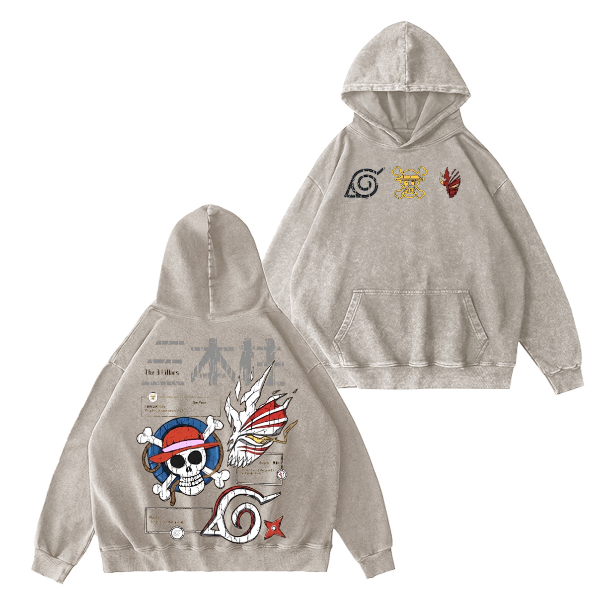 One Piece x Bleach x Naruto Oversized T-shirt/Crewneck/Hoodie