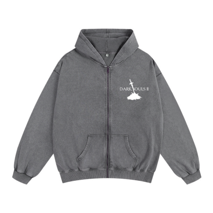 Dark Souls Unisex Washed Zip Up Hoodie