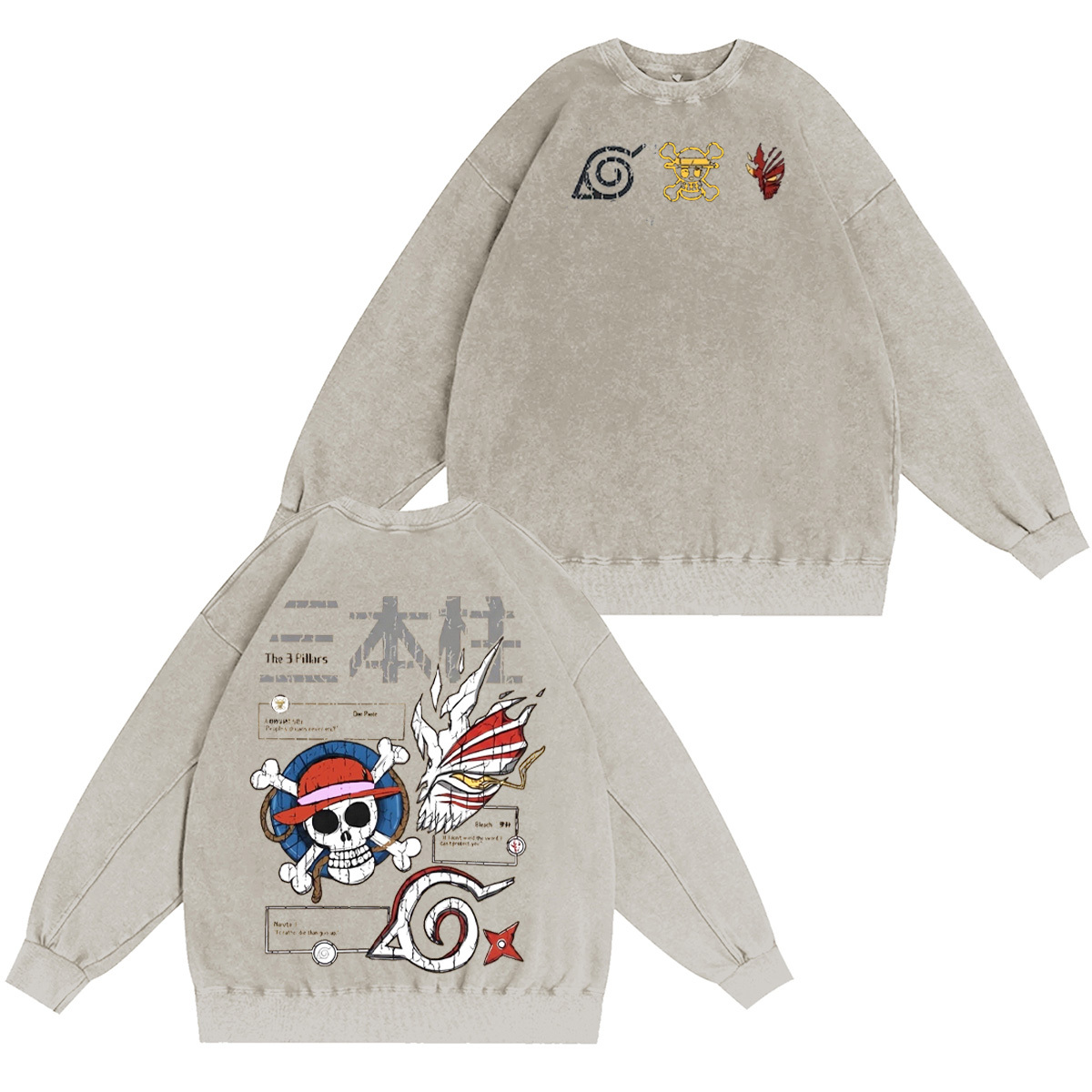 One Piece x Bleach x Naruto Oversized T-shirt/Crewneck/Hoodie