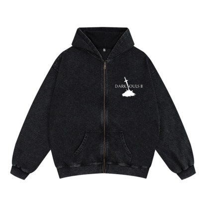 Dark Souls Unisex Washed Zip Up Hoodie