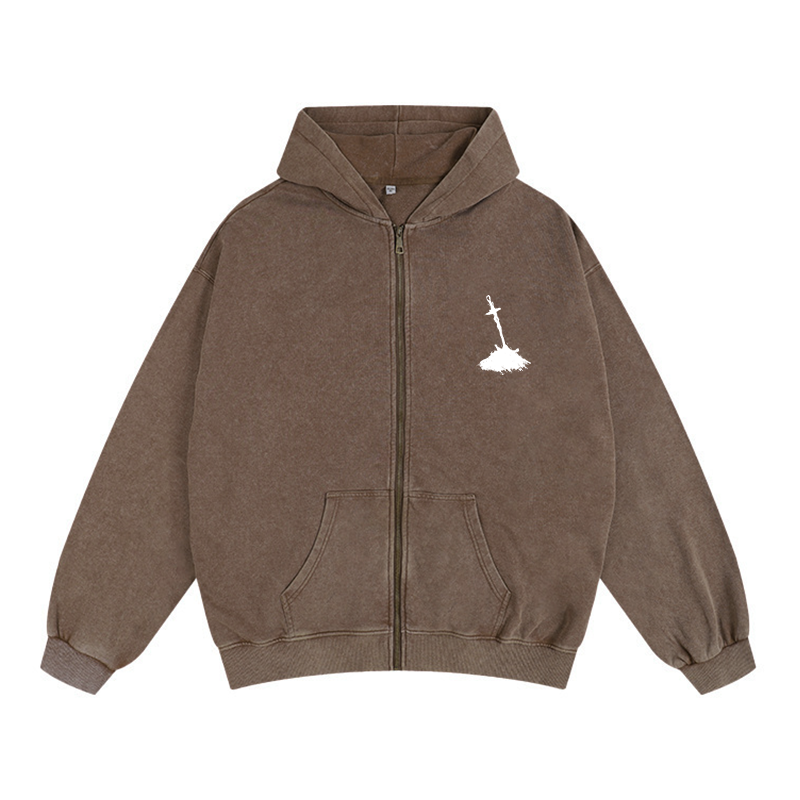 Dark Soul v2 Unisex Washed Zip Up Hoodie