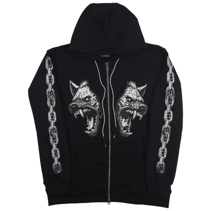 Cerberus Zip Up Hoodie Black