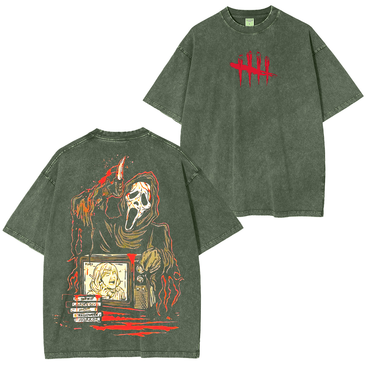 Ghost Face Dead by Daylight Horror Unisex Washed T-Shirt