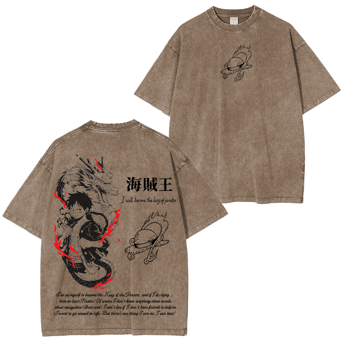 One Piece Unsiex Washed T-Shirt