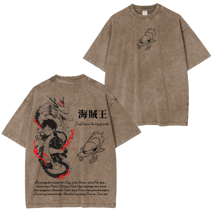 One Piece Unsiex Washed T-Shirt