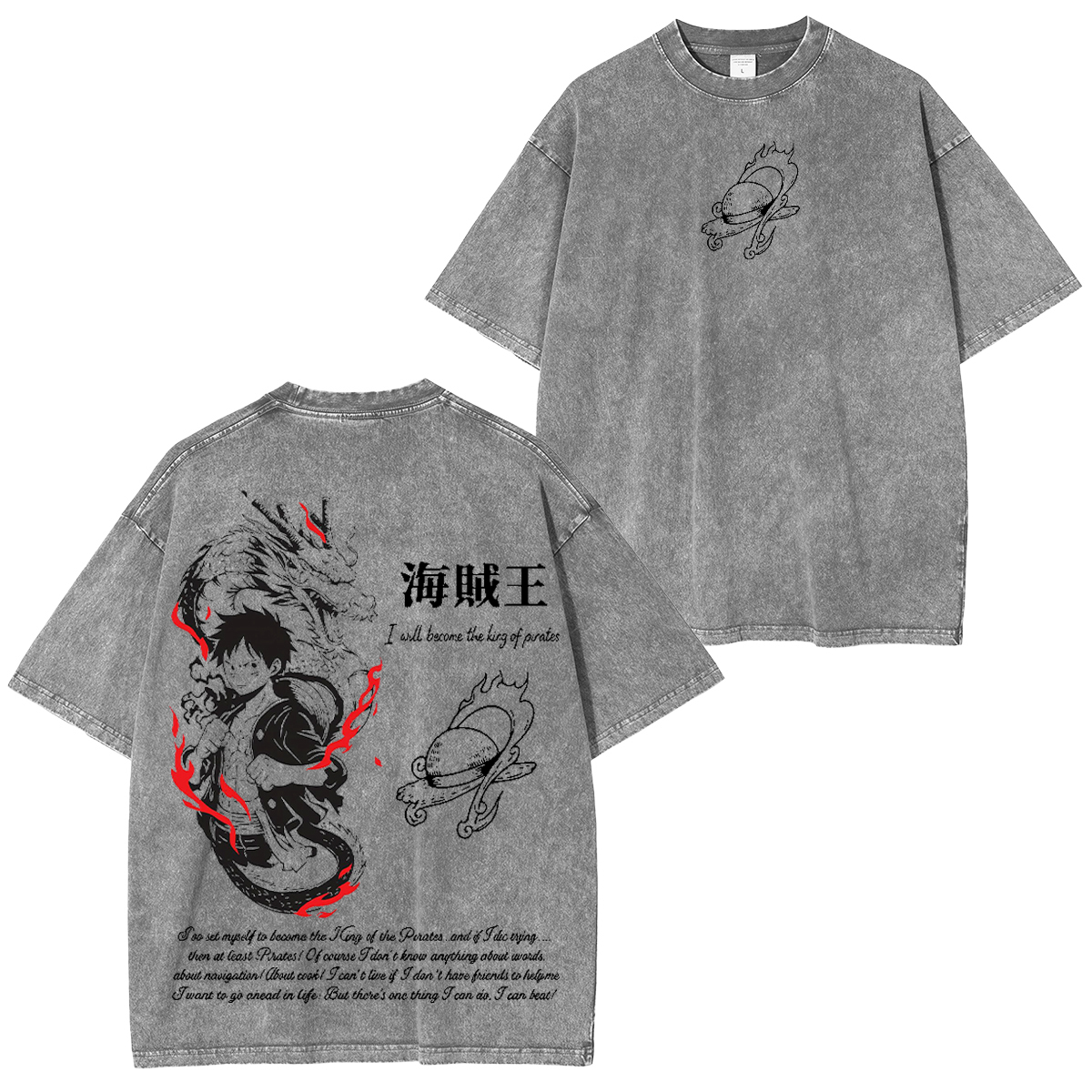One Piece Unsiex Washed T-Shirt