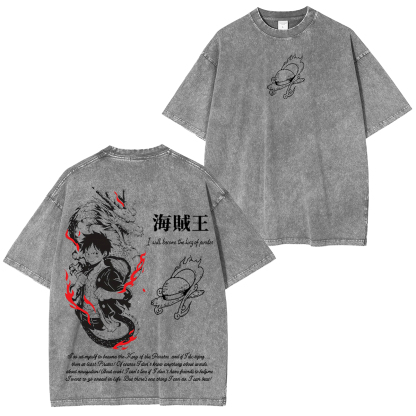 One Piece Unsiex Washed T-Shirt