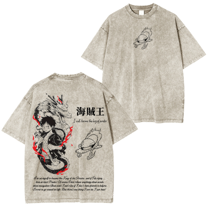 One Piece Unsiex Washed T-Shirt