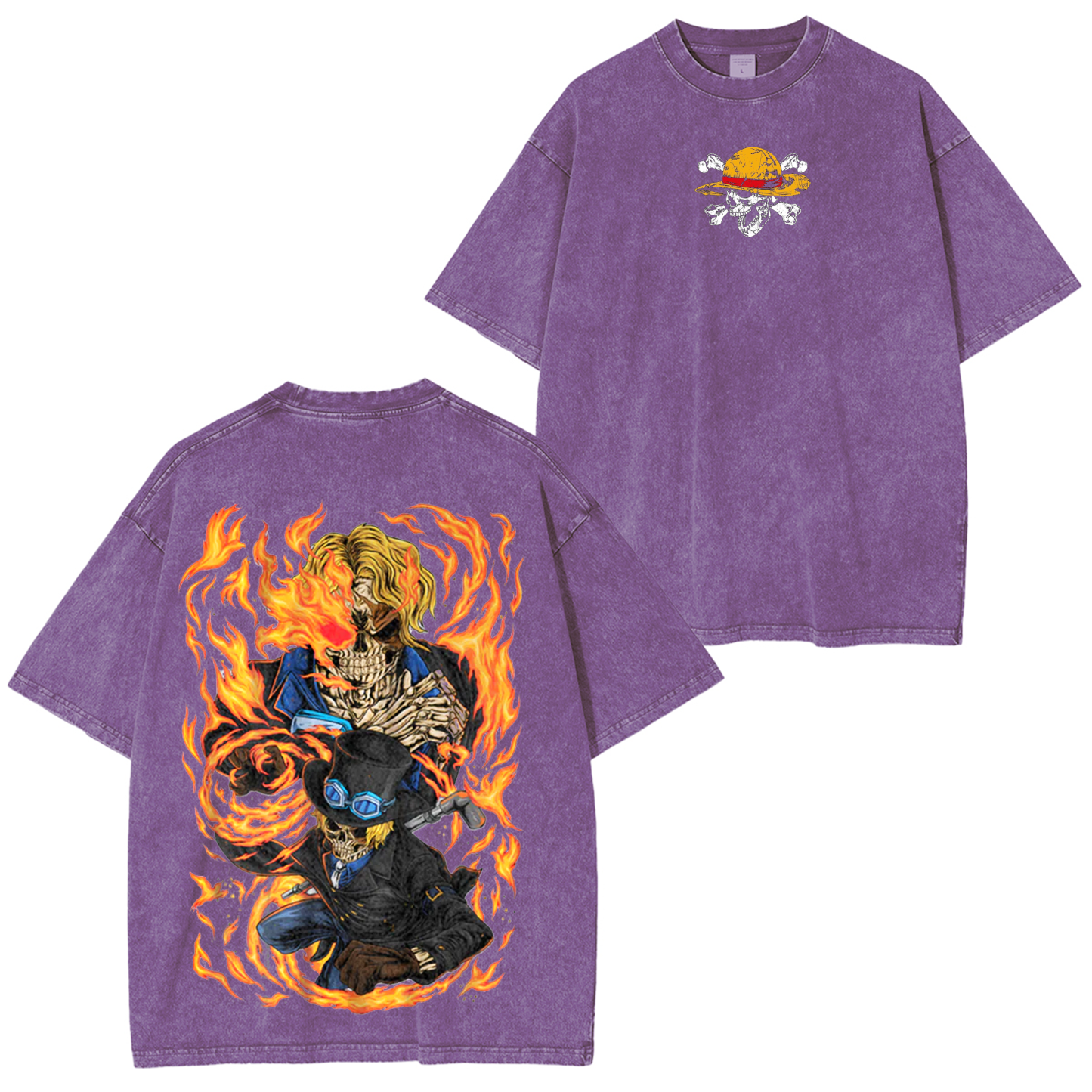 Flame Empero Sabo,One Piece Anime Unisex Washed T-Shirt