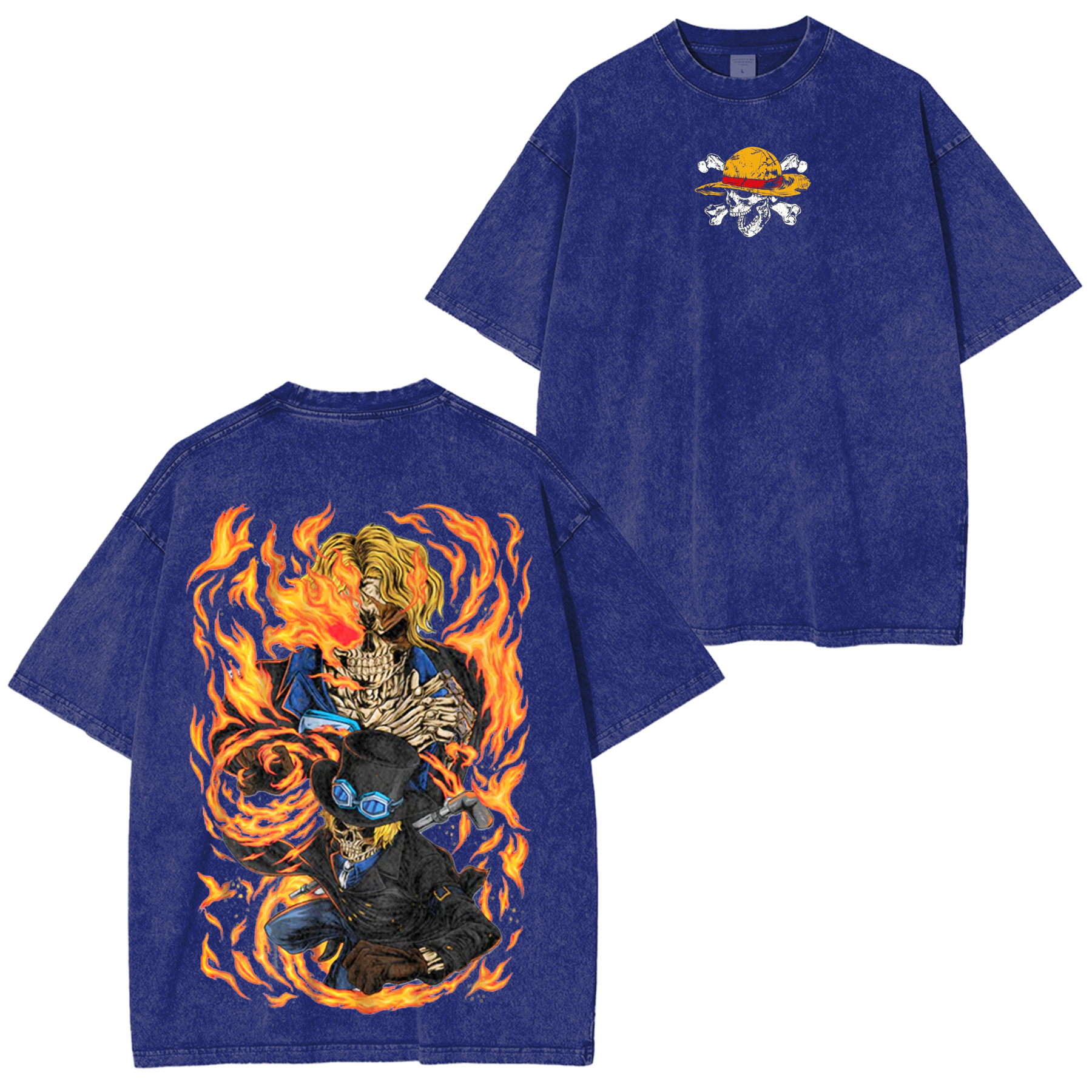 Flame Empero Sabo,One Piece Anime Unisex Washed T-Shirt