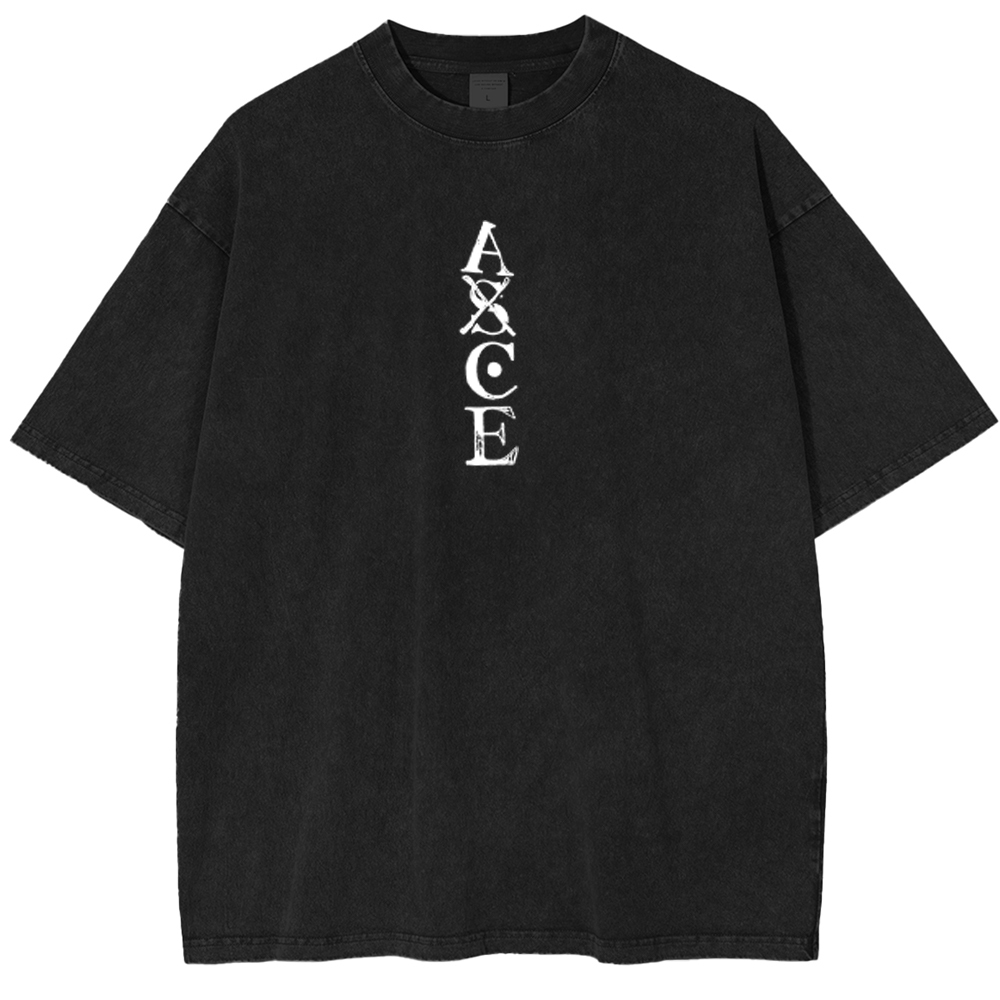 D. Ace x One Piece Anime Double Printed Vintage Unisex Washed T-Shirt