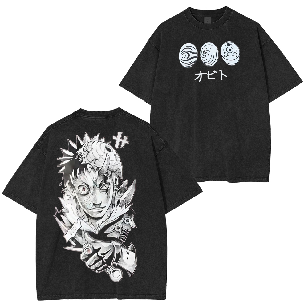 Obito Uchiha War Mask Tee x Naruto Eye Evolution Unisex Washed T-Shirt