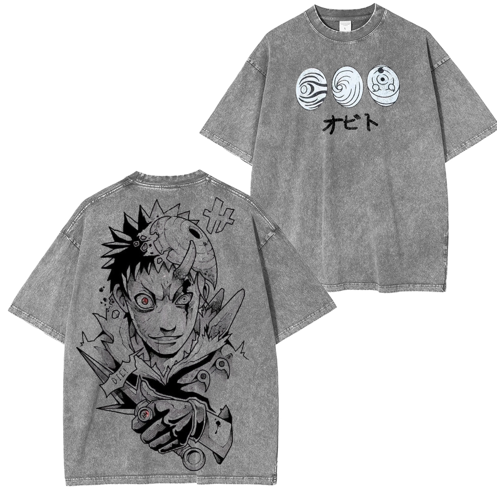 Obito Uchiha War Mask Tee x Naruto Eye Evolution Unisex Washed T-Shirt