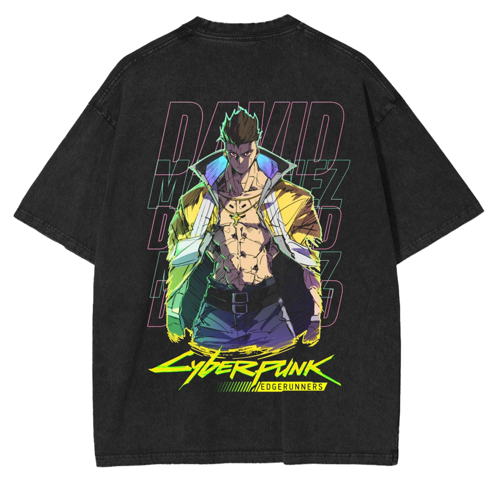 David Martinez - Cyberpunk Edgerunners Anime Unisex Acid Washed T-Shirt