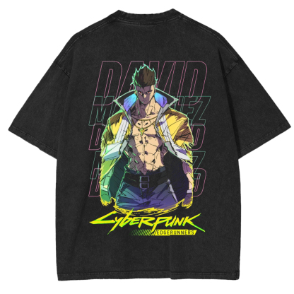 David Martinez - Cyberpunk Edgerunners Anime Unisex Acid Washed T-Shirt