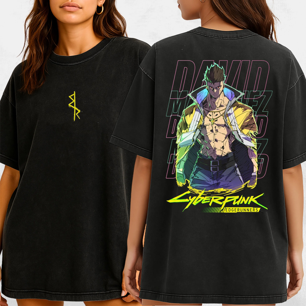 David Martinez - Cyberpunk Edgerunners Anime Unisex Acid Washed T-Shirt